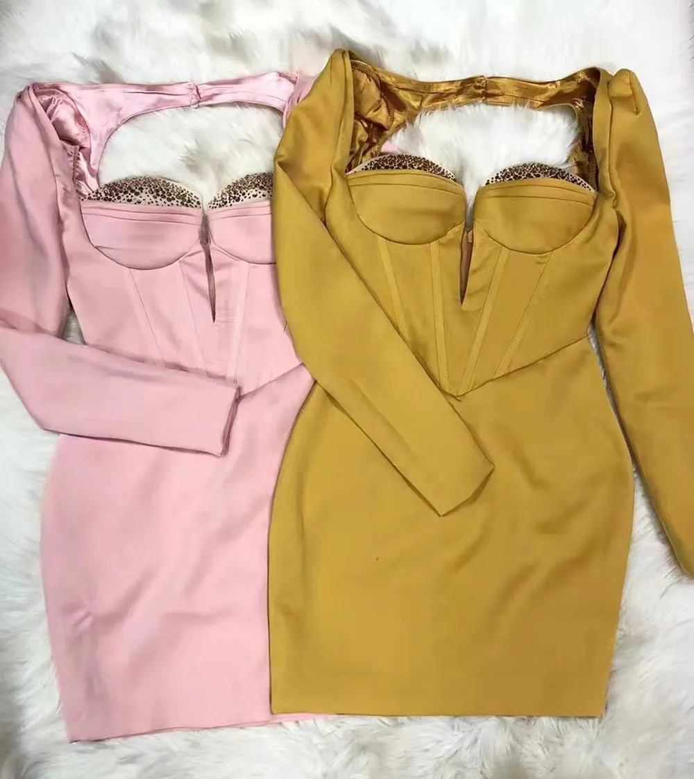 Mini Dress V Neck Sexy Celebrity Party Dress
