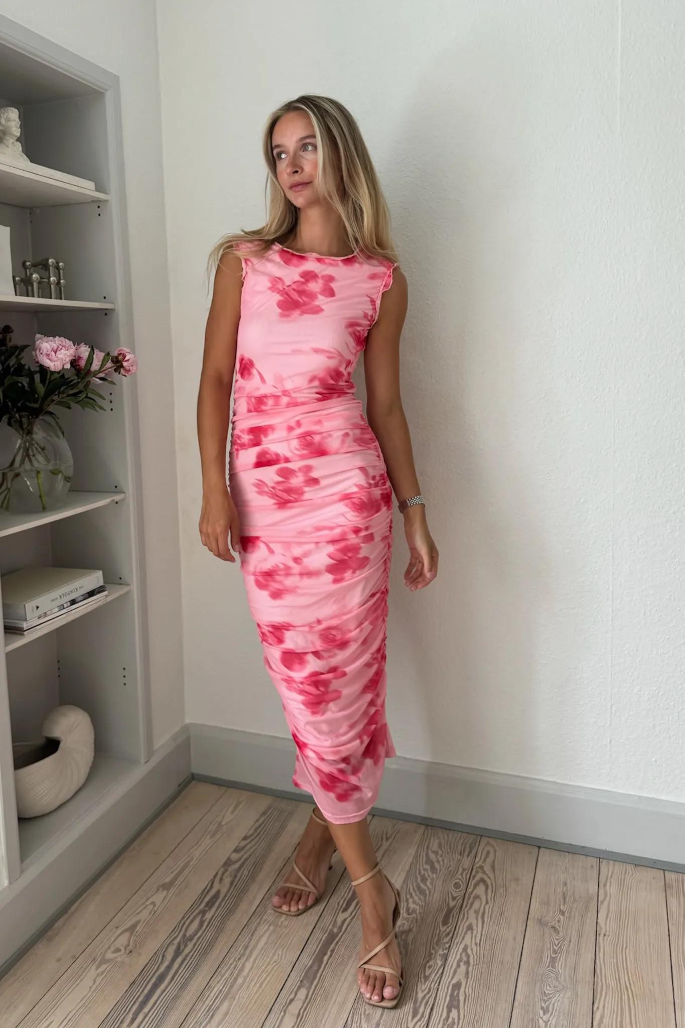 MiraIC Mesh Kjole - Pink Store Blomster