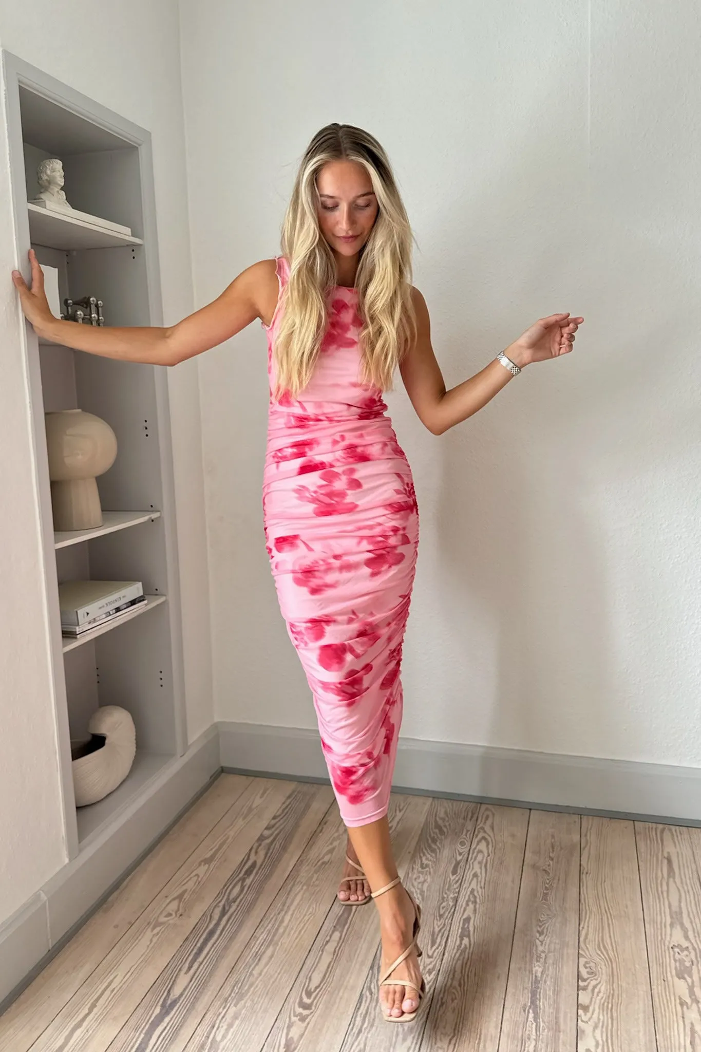 MiraIC Mesh Kjole - Pink Store Blomster