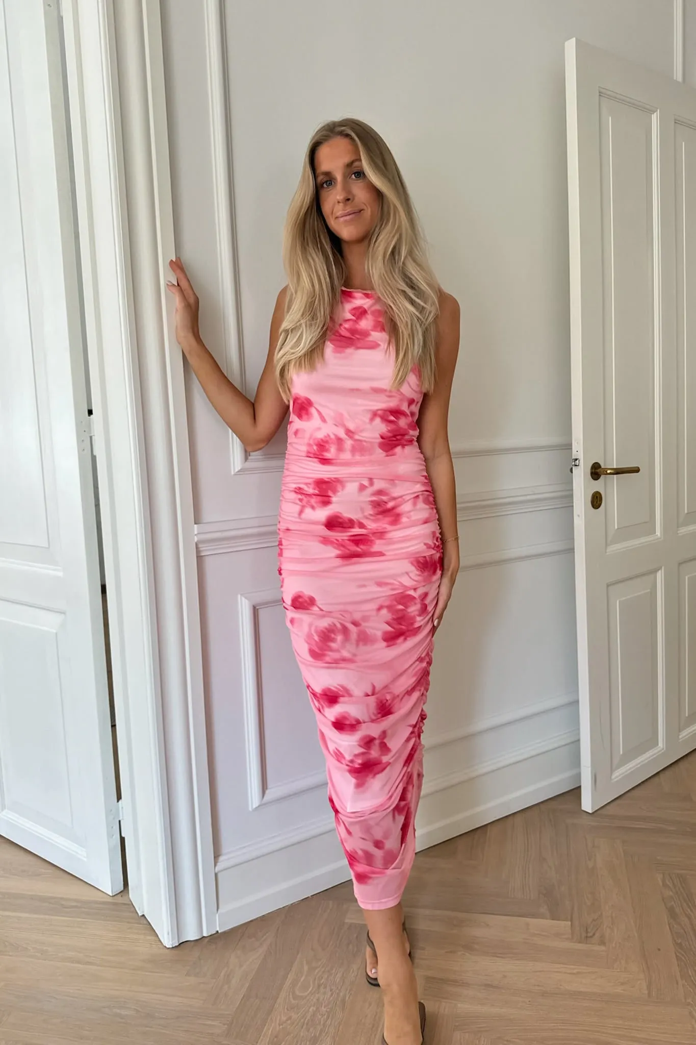 MiraIC Mesh Kjole - Pink Store Blomster