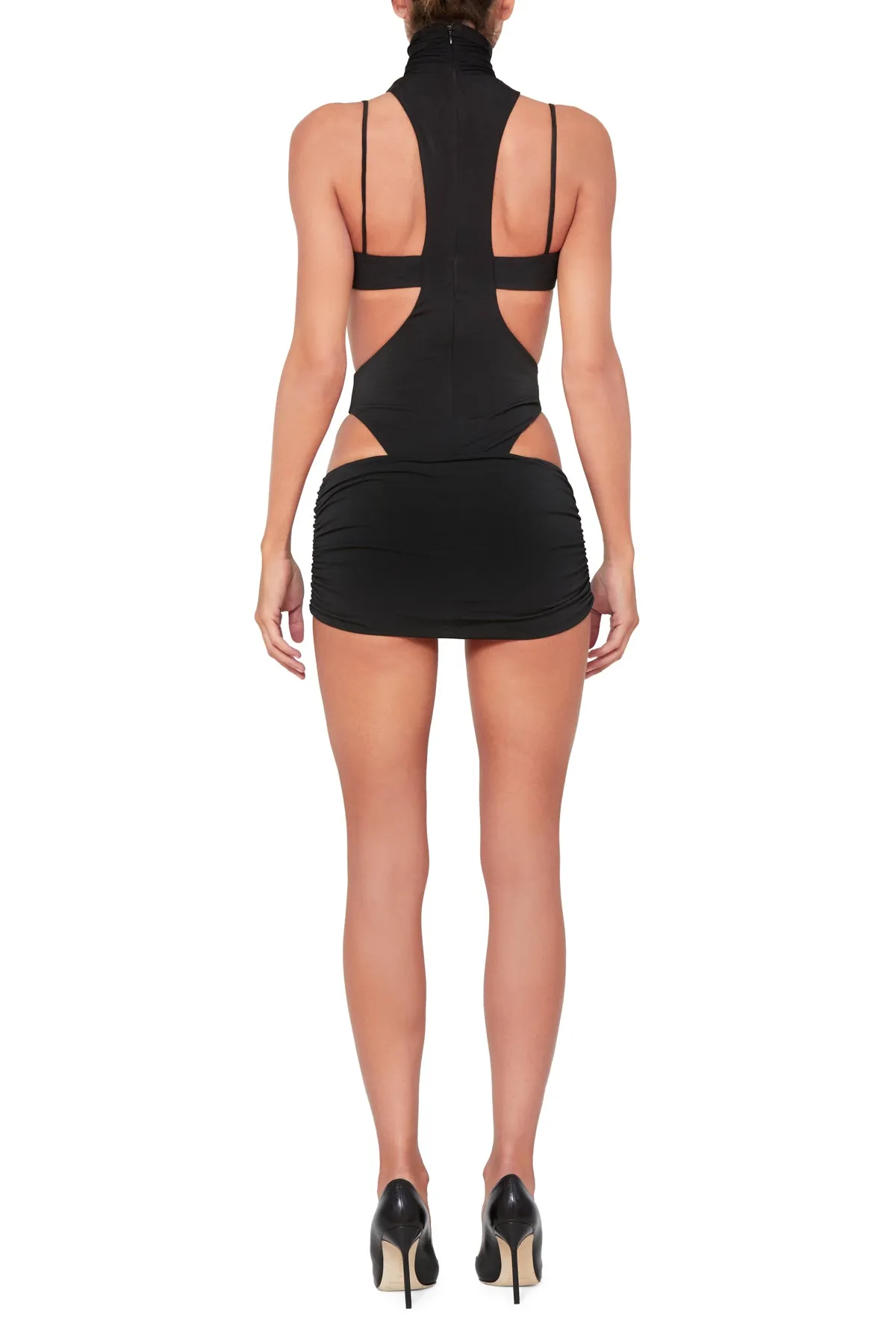 Mock Neck Bodysuit with Cut Out Bralette Detail