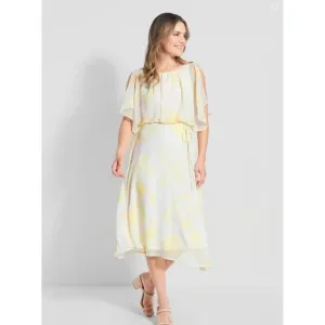Modcloth Flutter of Flattery Midi Dress Womens Size Large Yellow Pink Floral NWT