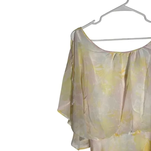 Modcloth Flutter of Flattery Midi Dress Womens Size Large Yellow Pink Floral NWT