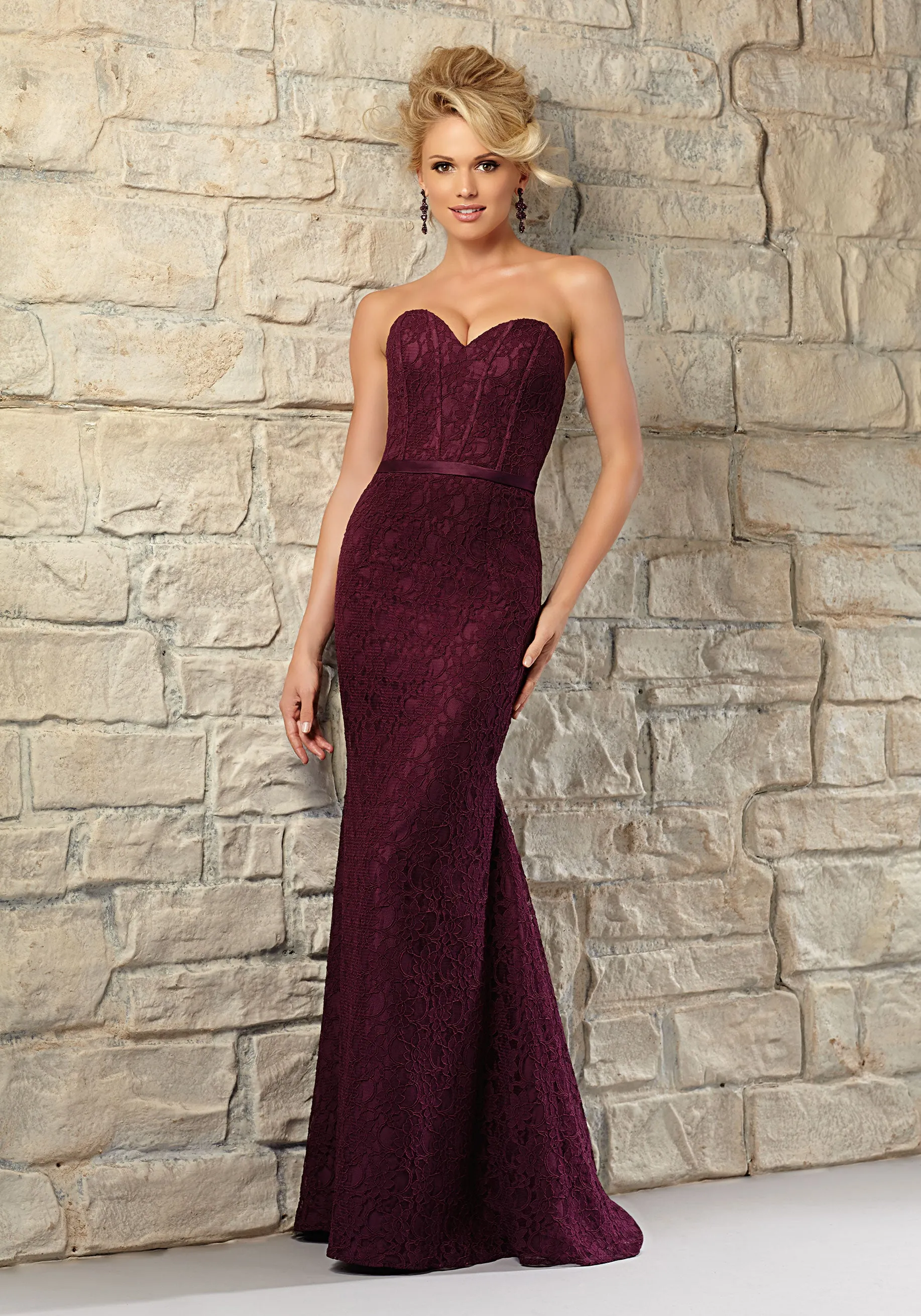 Mori Lee Bordeaux Strapless Long Gown Size 20