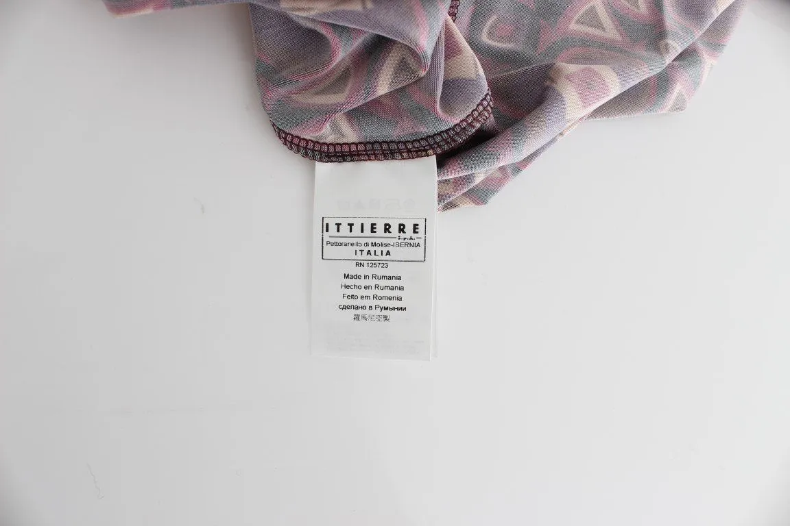 Multicolor Longsleeved Turtleneck Viscose Dress