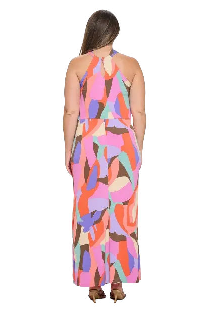Multicolor Plus Size Wrap Neck Printed Maxi Dress - Pack of 6