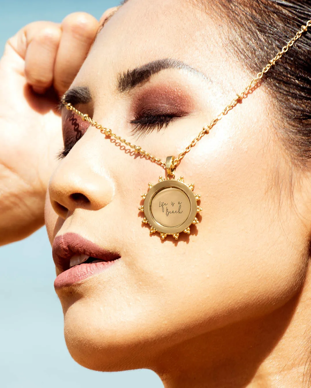 Nanna Sun Spin Engraved Pendant, Gold