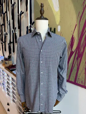 Navy and Red Check Flannel Shirt