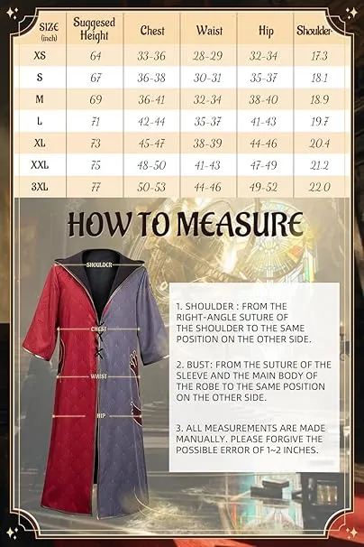 NEW MOYGOR Wizard Cosplay Costume Witch Cape Robe Cloak House Fan-atic School Uniform Halloween Unisex, Adult Sz M, Retails $65