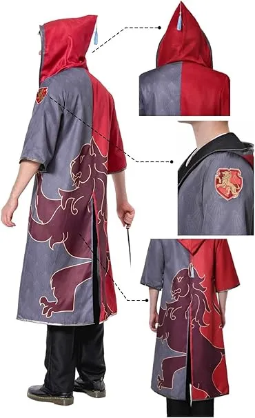 NEW MOYGOR Wizard Cosplay Costume Witch Cape Robe Cloak House Fan-atic School Uniform Halloween Unisex, Adult Sz M, Retails $65