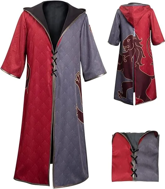 NEW MOYGOR Wizard Cosplay Costume Witch Cape Robe Cloak House Fan-atic School Uniform Halloween Unisex, Adult Sz M, Retails $65