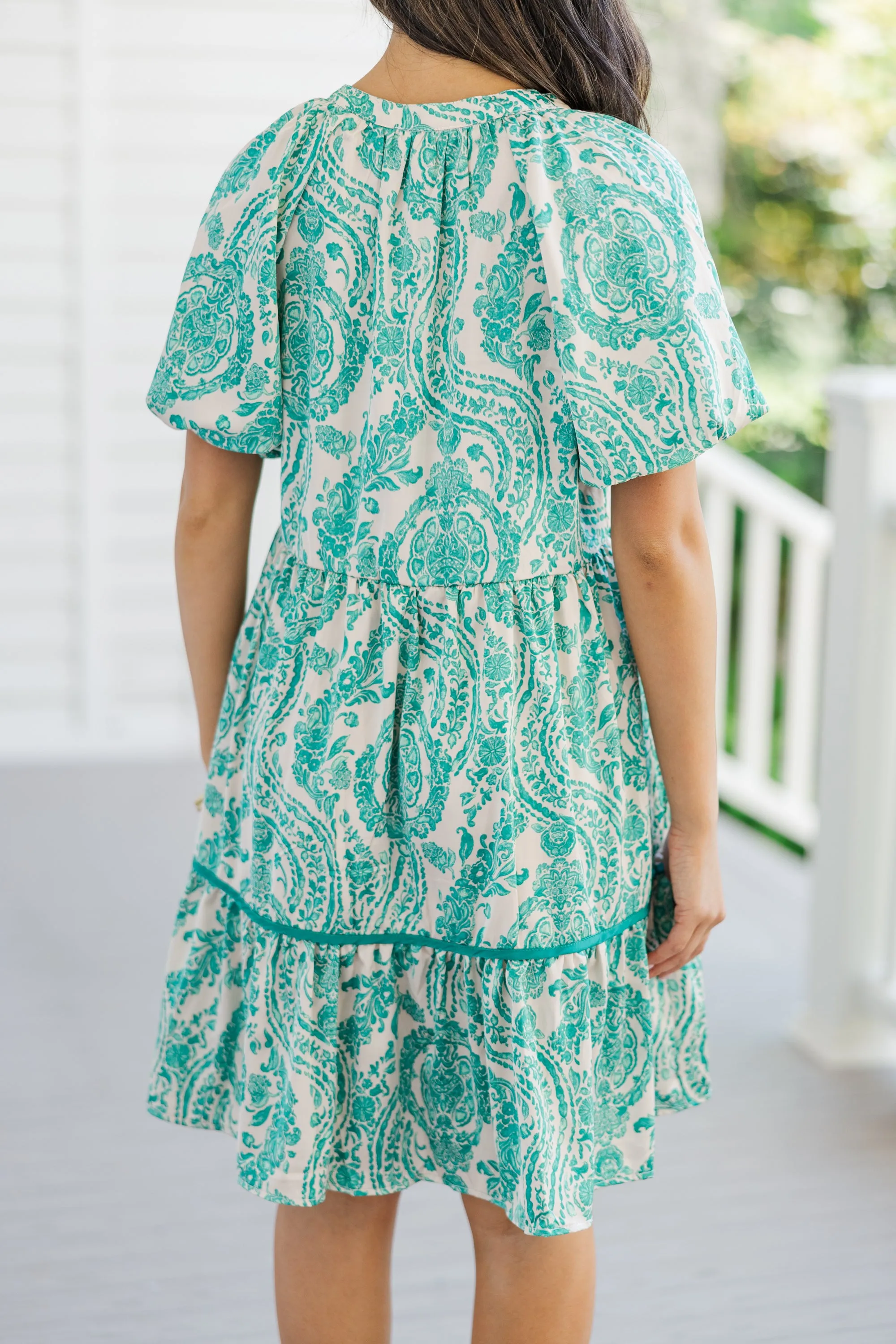 No Way Around It Teal Green Floral Dress