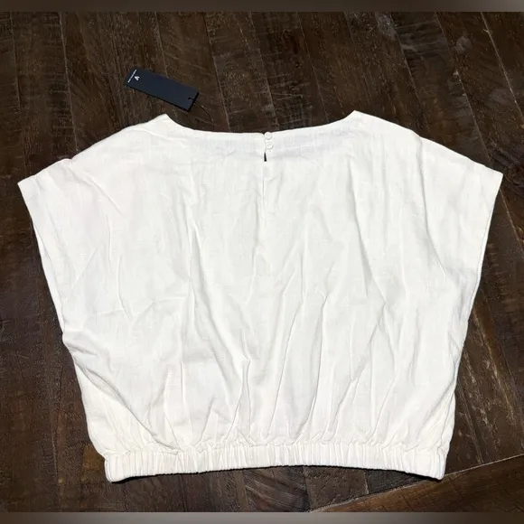 NWT LuLus 2pc Brings You Back Ivory Linen Blend Crop Top Midi Skirt Sz Large