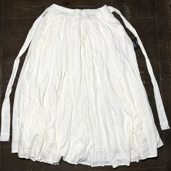 NWT LuLus 2pc Brings You Back Ivory Linen Blend Crop Top Midi Skirt Sz Large