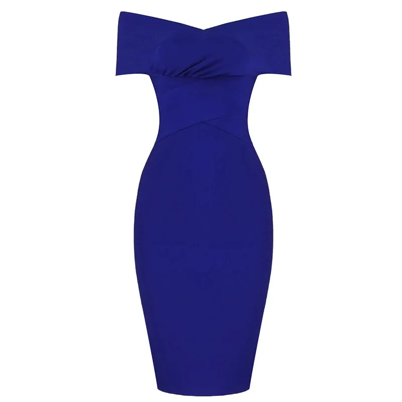 Off Shoulder Bandage Dress Mini V-Neck Long Sleeve Bodycon