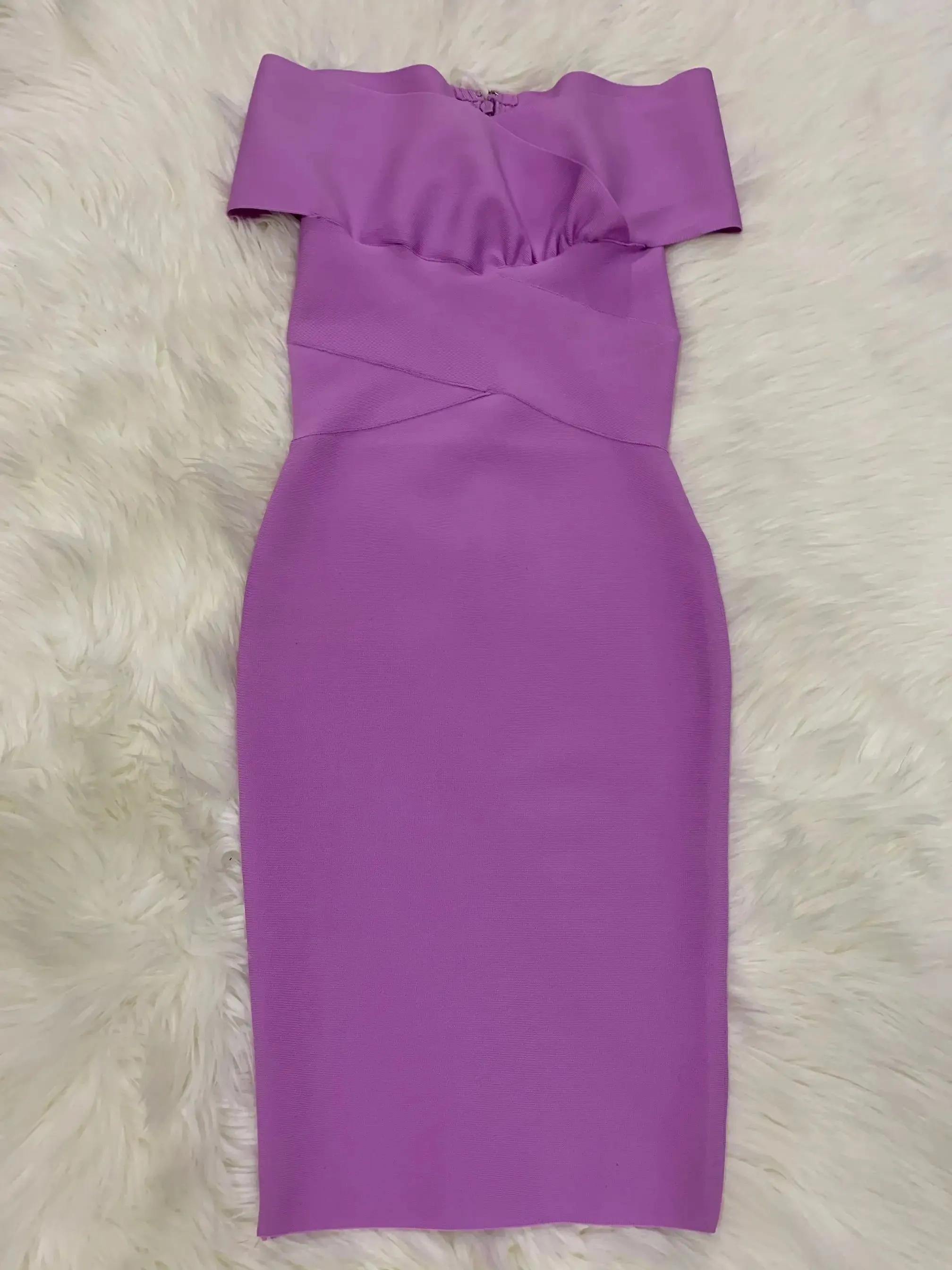 Off Shoulder Bandage Dress Mini V-Neck Long Sleeve Bodycon
