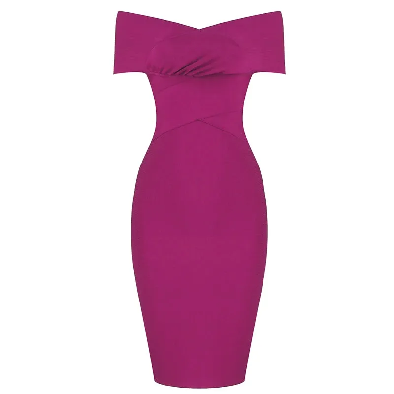 Off Shoulder Bandage Dress Mini V-Neck Long Sleeve Bodycon