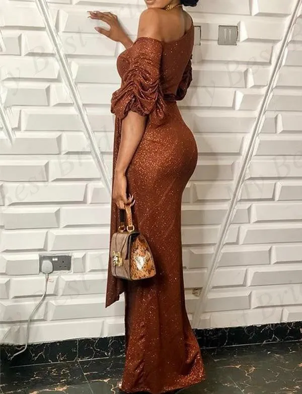 One Shoulder Orange Evening Dresses With Ruffles ,Cheap Prom Dresses,PDY0625