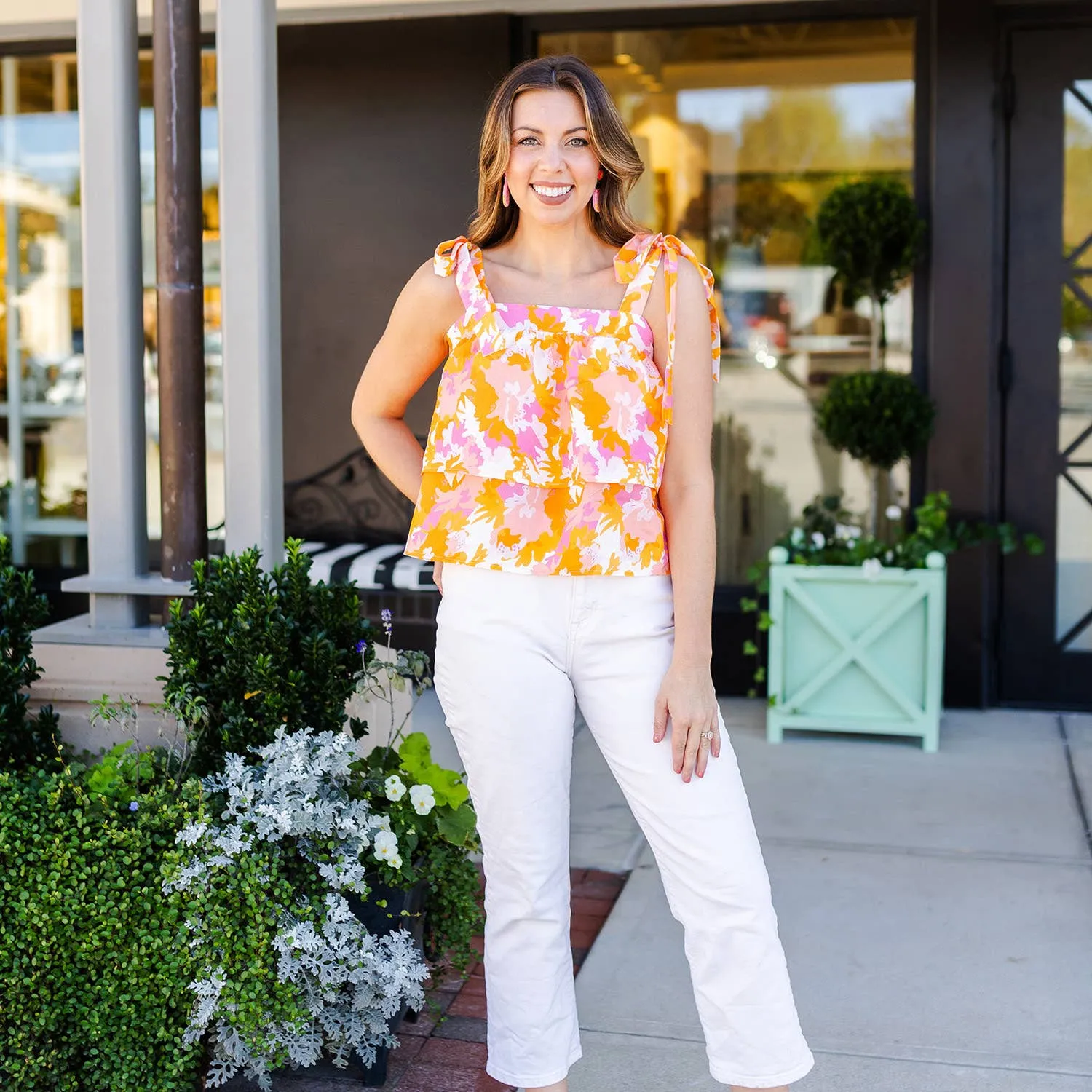 Orange top with tie straps