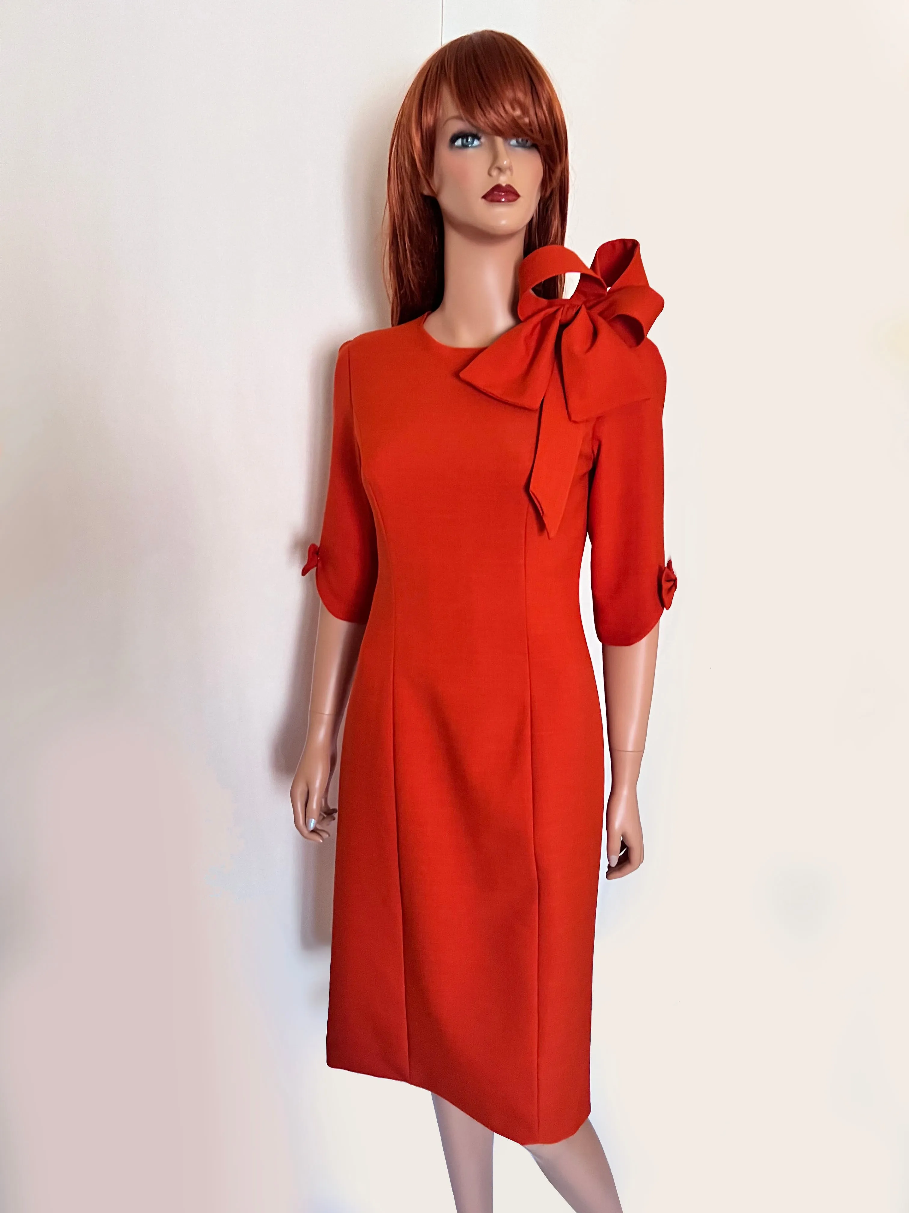 Orleans Sheath Dress with Bow and 3/4 Sleeves