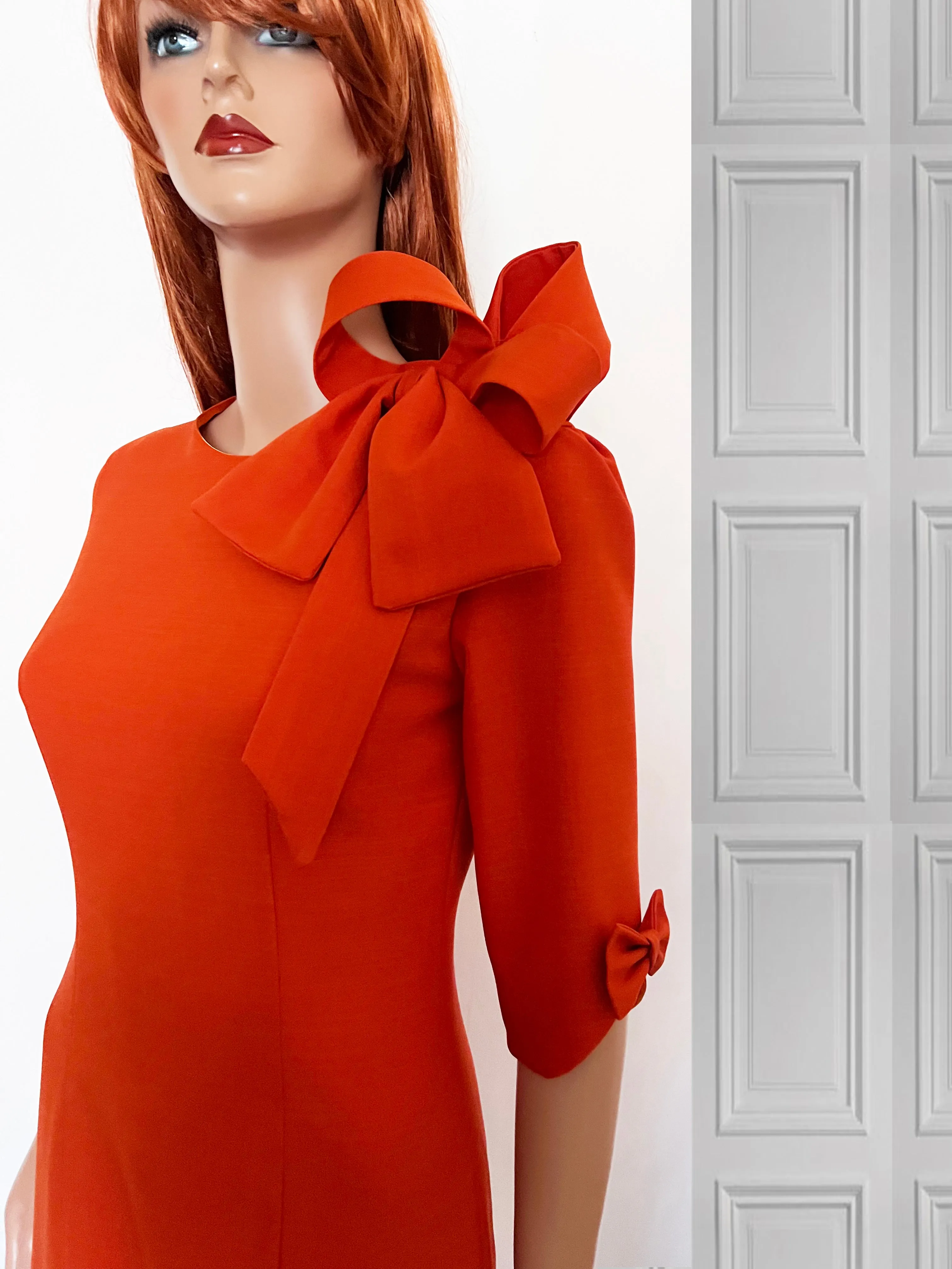 Orleans Sheath Dress with Bow and 3/4 Sleeves