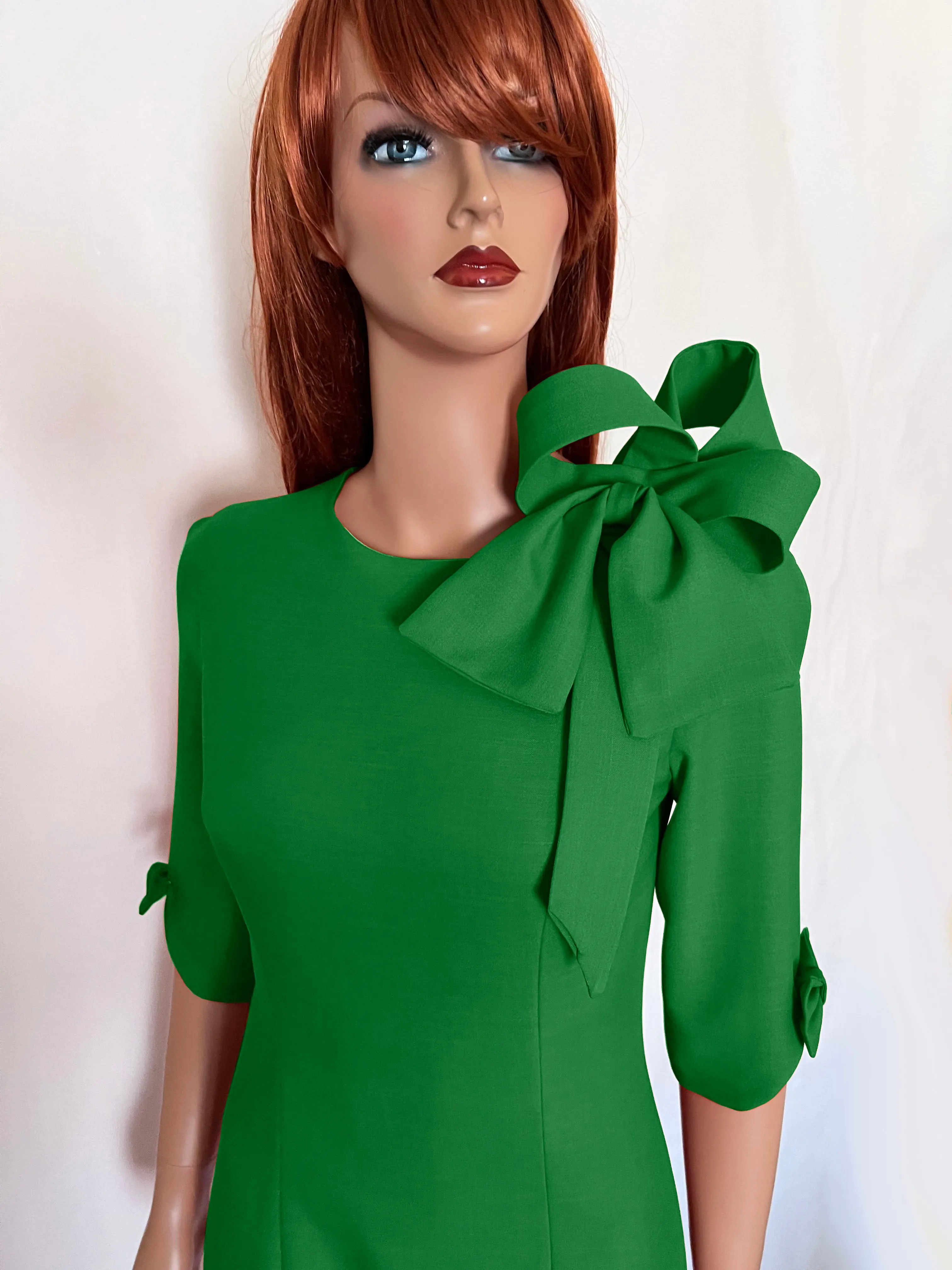 Orleans Sheath Dress with Bow and 3/4 Sleeves