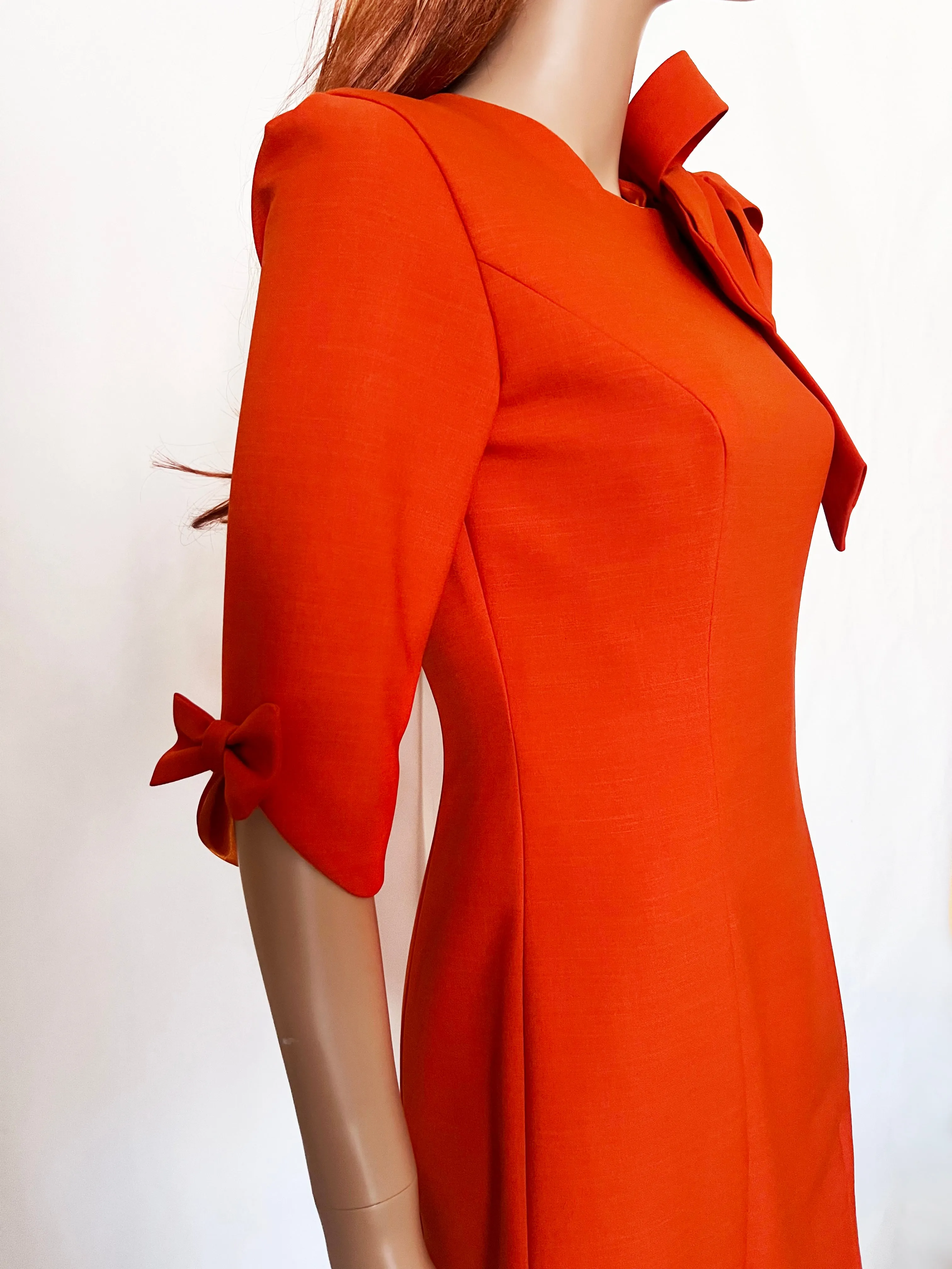 Orleans Sheath Dress with Bow and 3/4 Sleeves