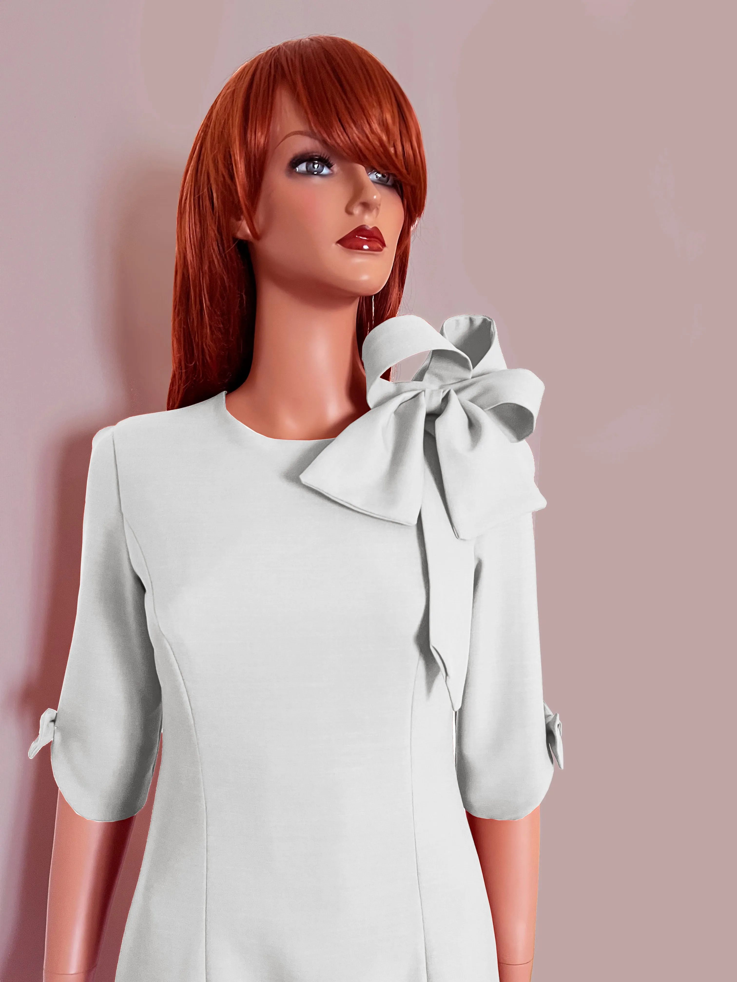 Orleans Sheath Dress with Bow and 3/4 Sleeves