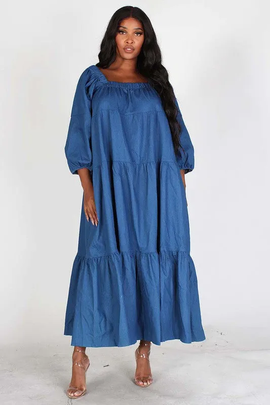 Oversized Denim Maxi Dress