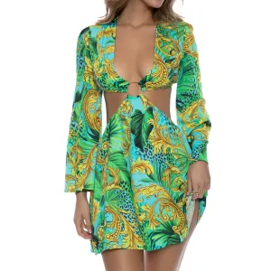 PALM ISLAND - Deep V Ring Cut Out Short Dress