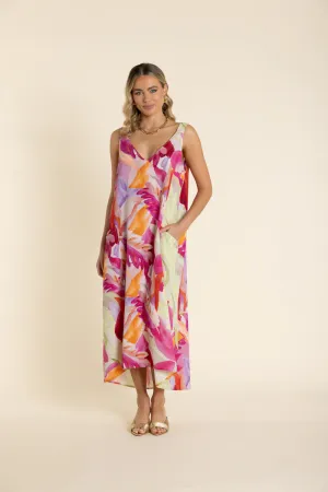 Paradise Pink Strappy V-Neck Dress