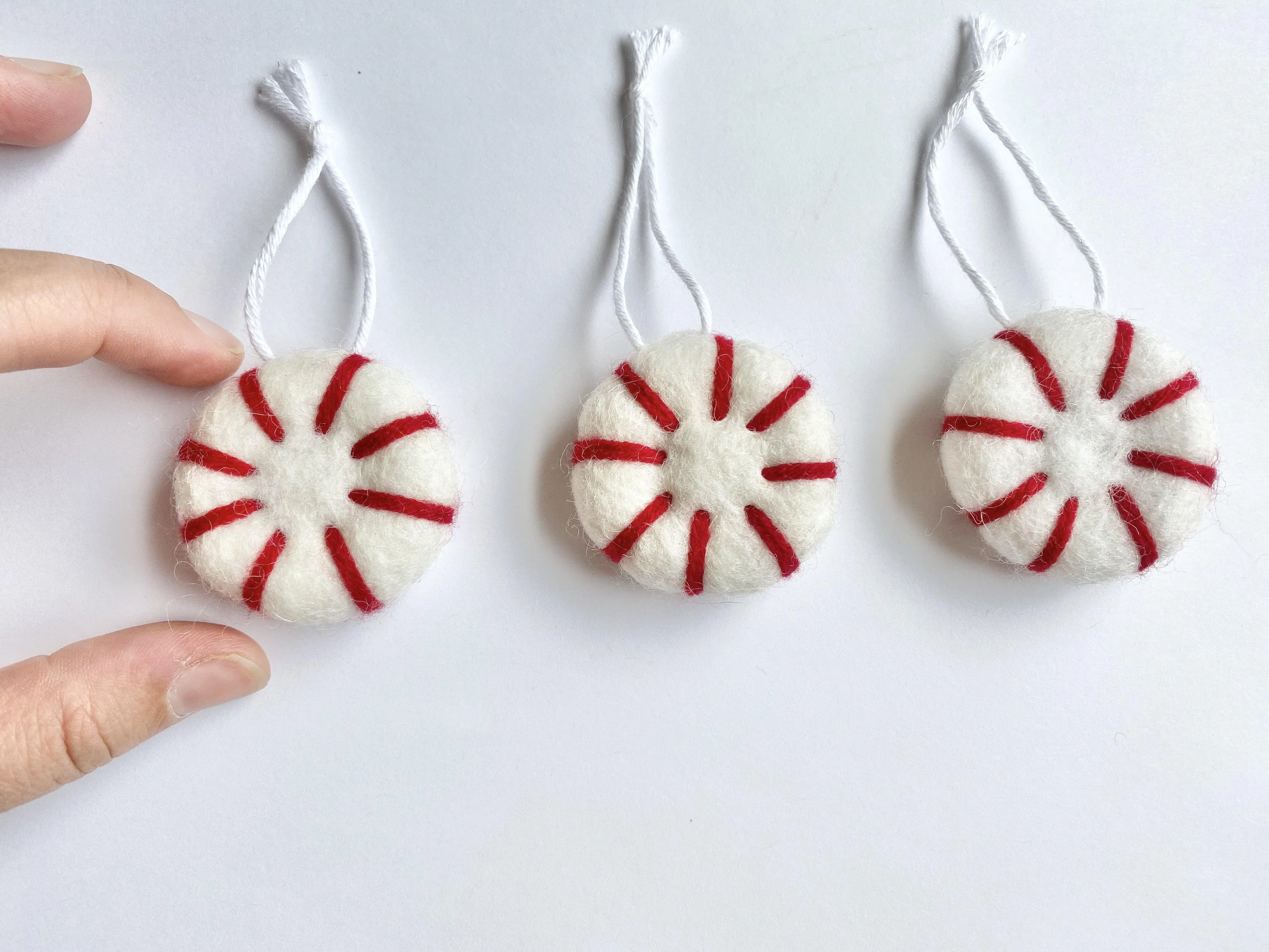 Peppermint Felted Ornaments