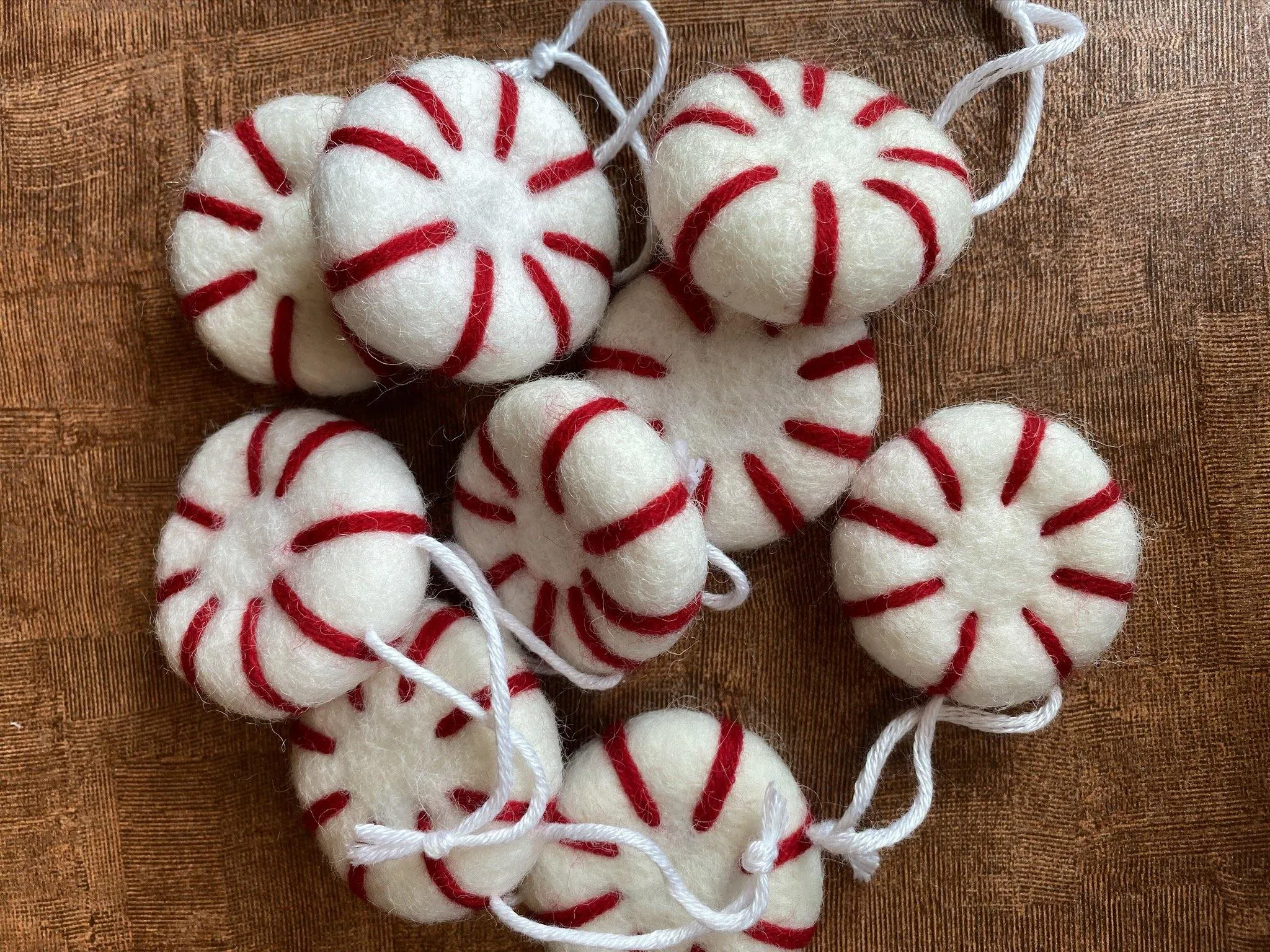 Peppermint Felted Ornaments