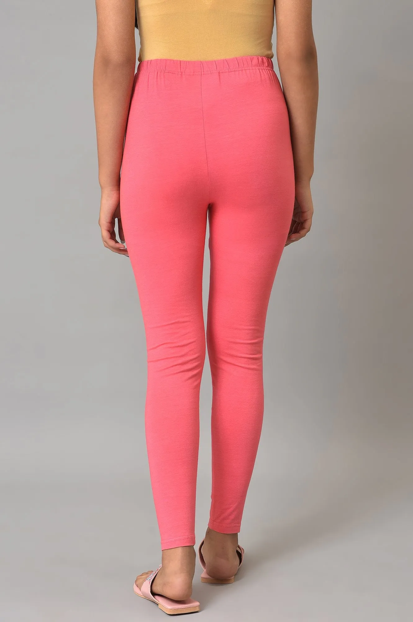 Pink Cotton Lycra Plus Size Tights