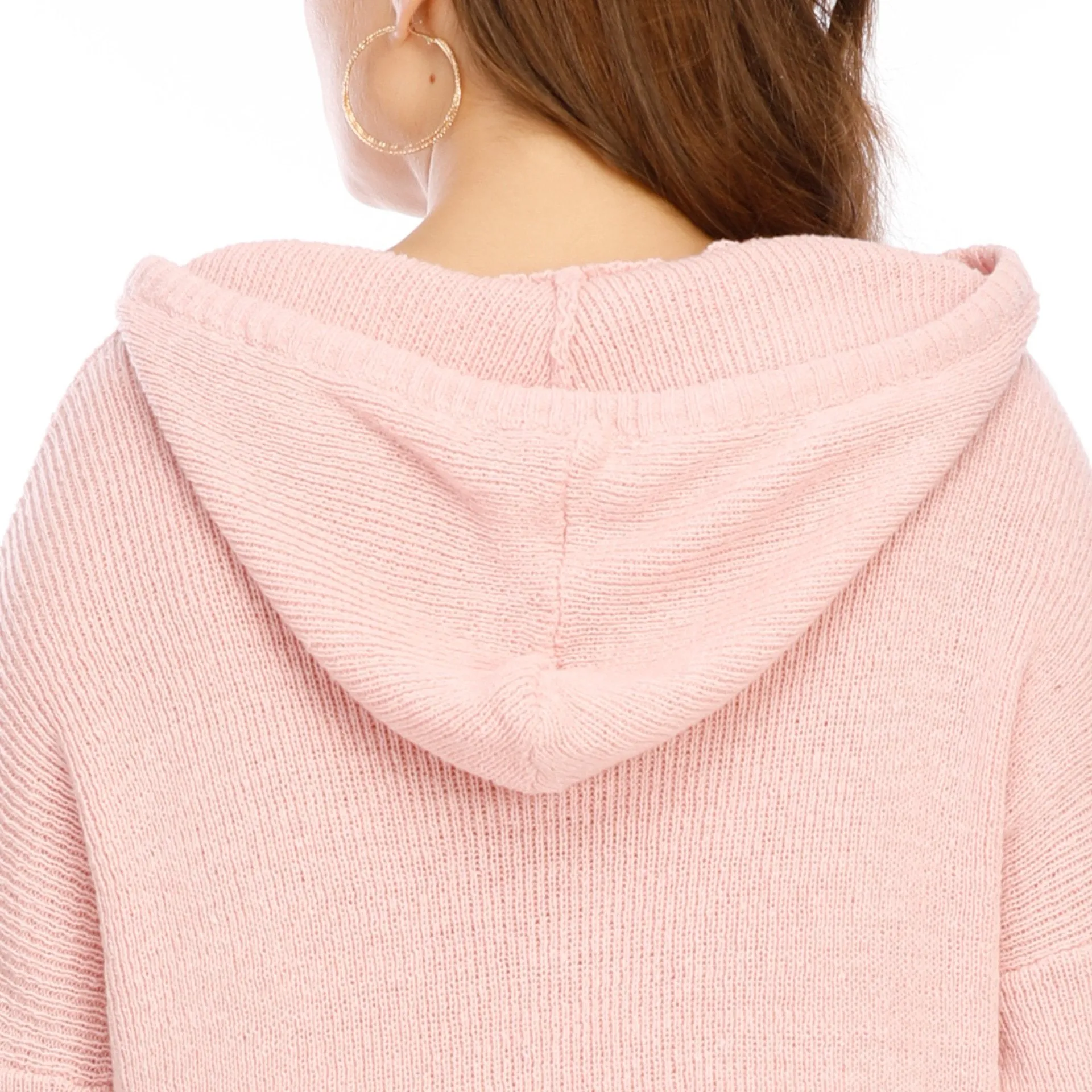 Pink  Long Sleeves Plus Sizes Sweater Dress