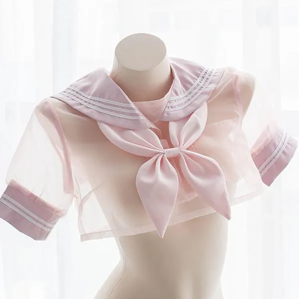 Pink Transparent Sheer Sailor School Uniform Lingerie SD01983