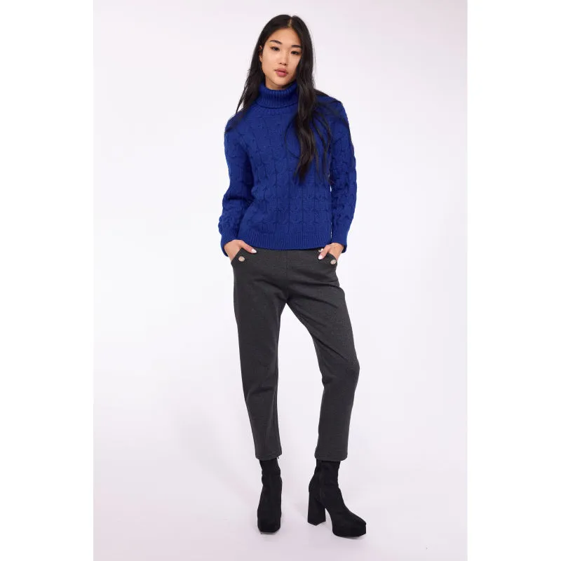 Pistache Braided Cableknit Turtleneck