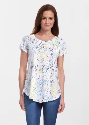 Pixie Blue (8077) ~ Short Sleeve Scoop Neck Flowy Tunic