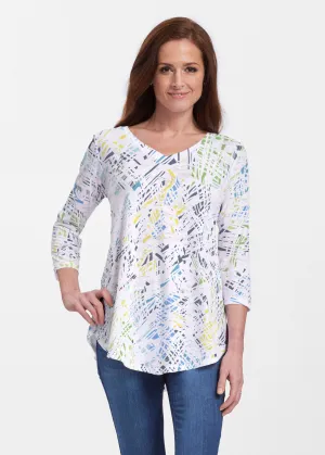 Pixie Blue (8077) ~ V-neck Flowy Tunic