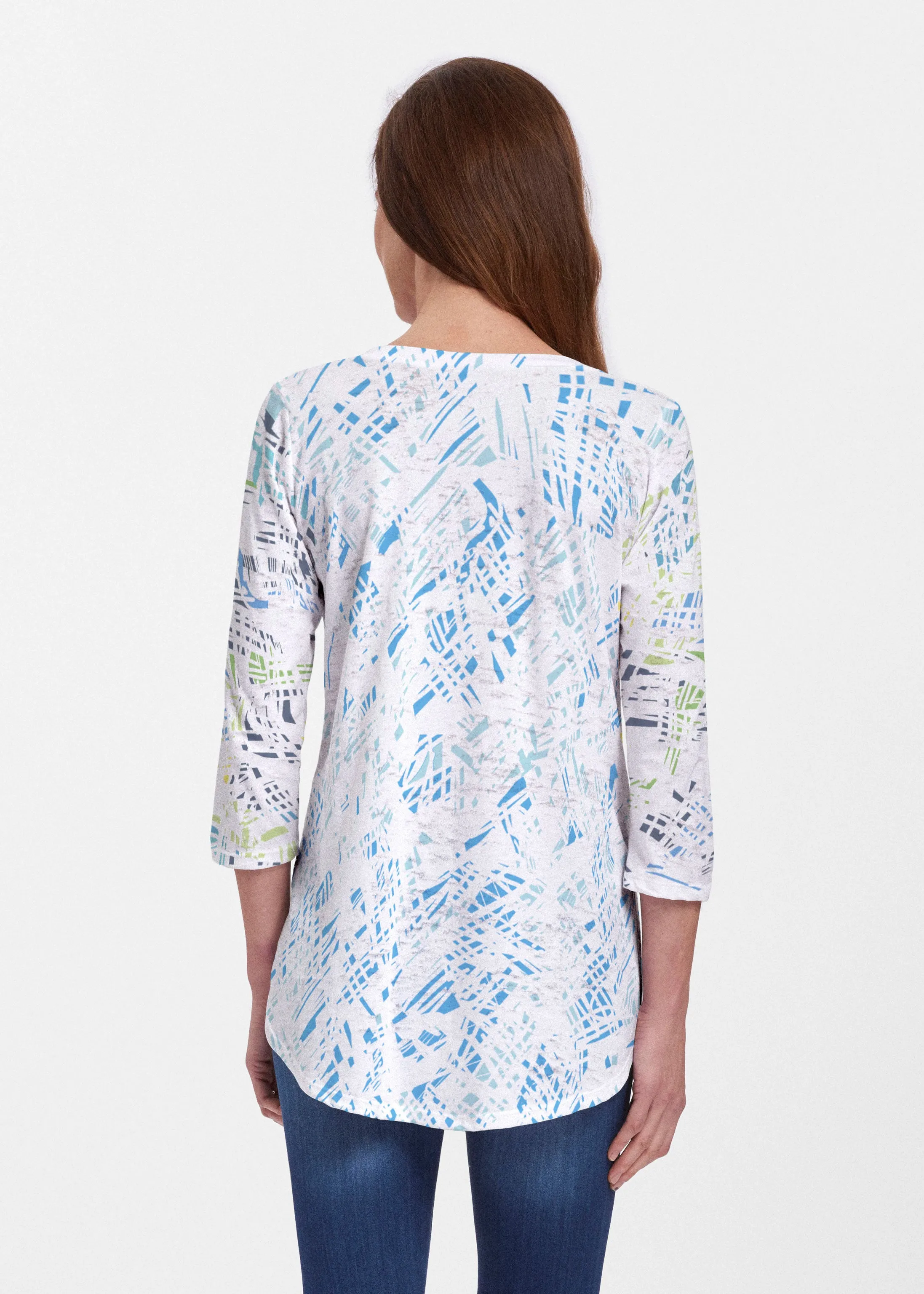 Pixie Blue (8077) ~ V-neck Flowy Tunic