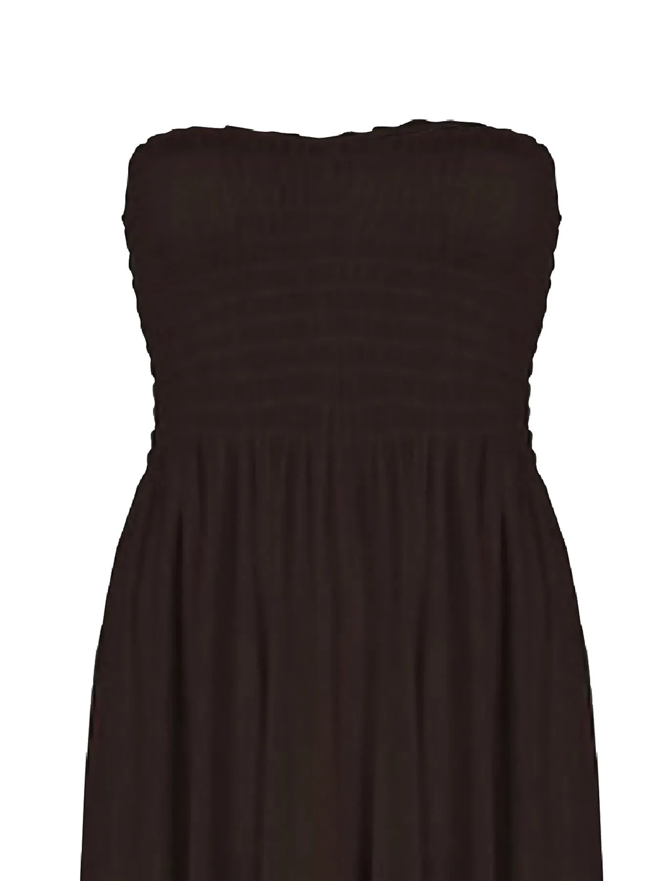 Plain Strapless Sheering Maxi Dress