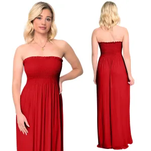 Plain Strapless Sheering Maxi Dress