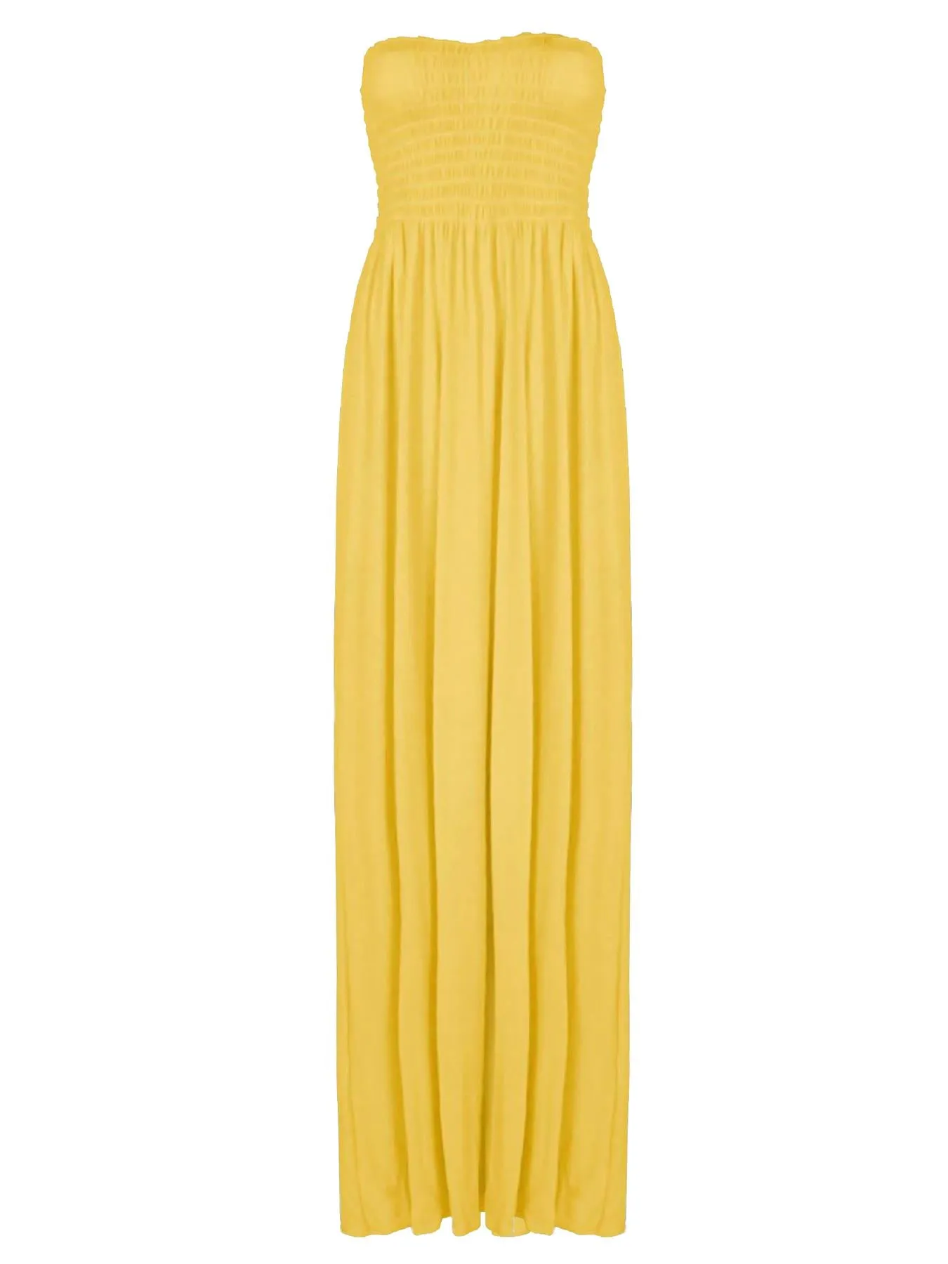 Plain Strapless Sheering Maxi Dress
