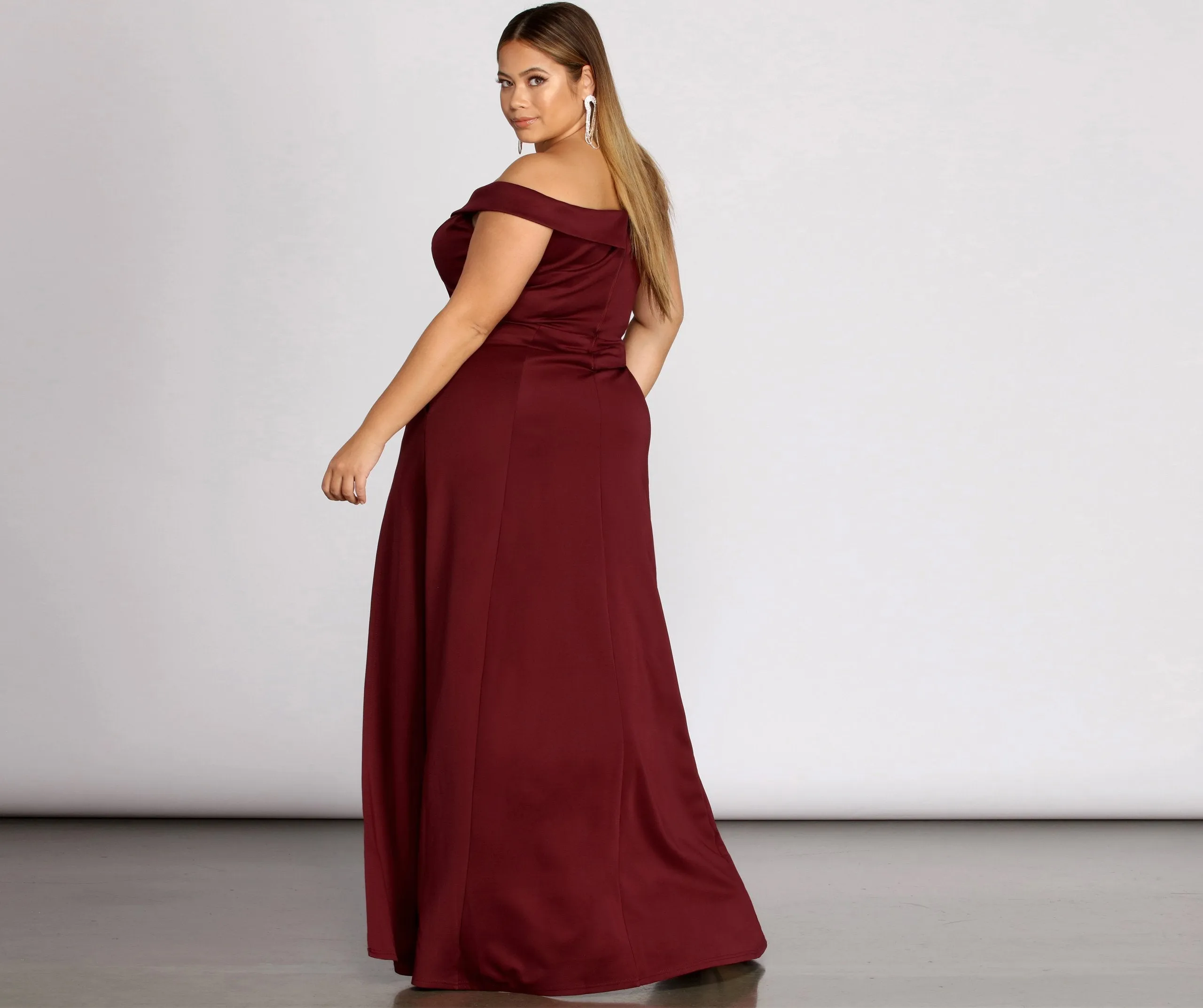 Plus Lucy Formal Charming High Slit Dress