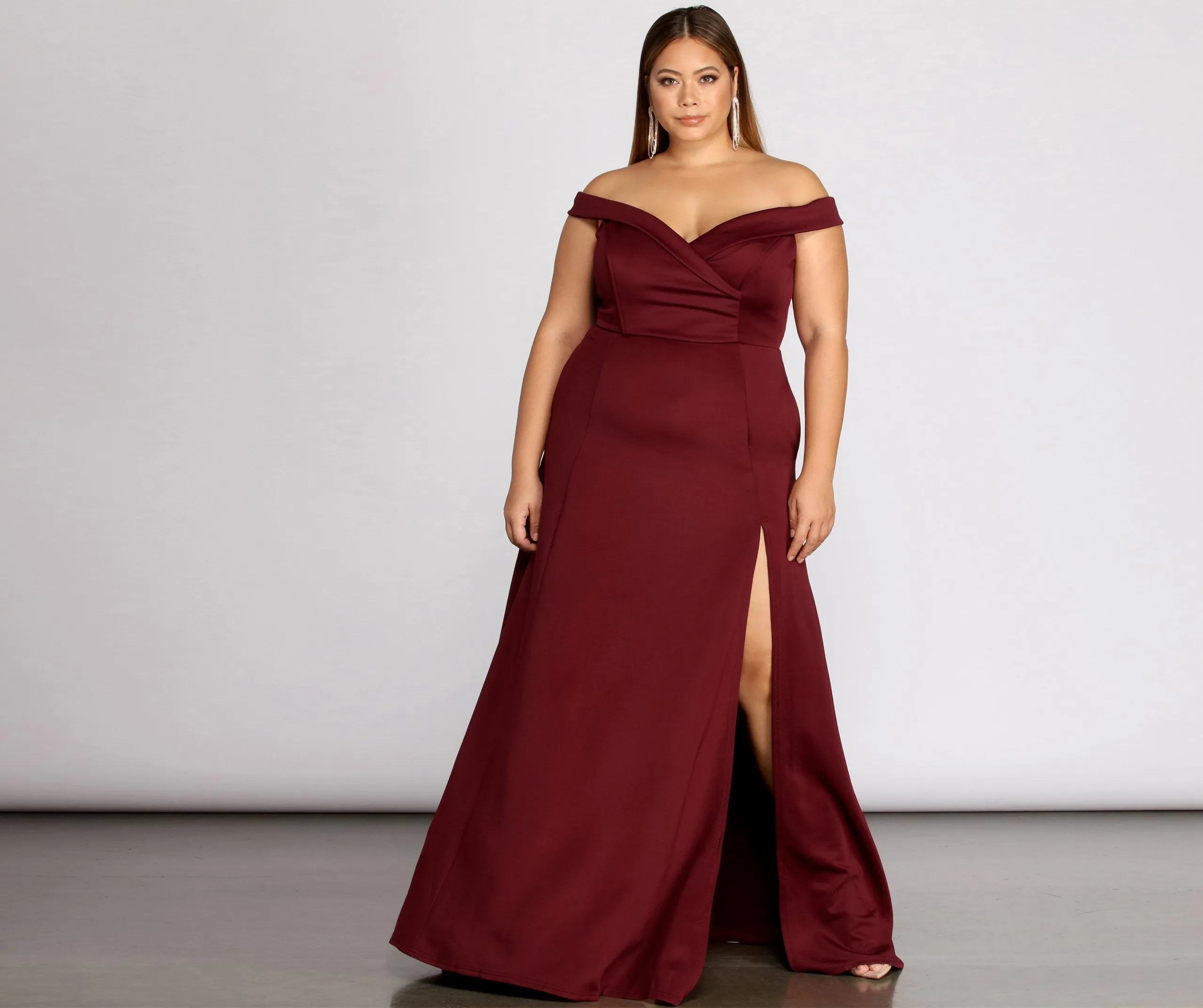 Plus Lucy Formal Charming High Slit Dress