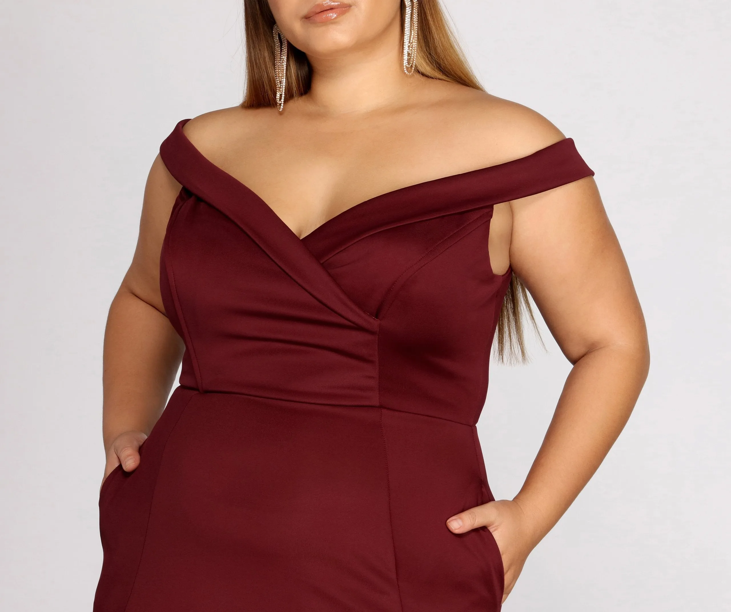Plus Lucy Formal Charming High Slit Dress