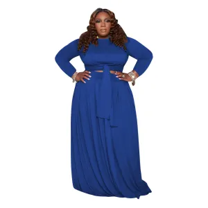 Plus Size 2-Piece Tie Top Maxi Skirt Set