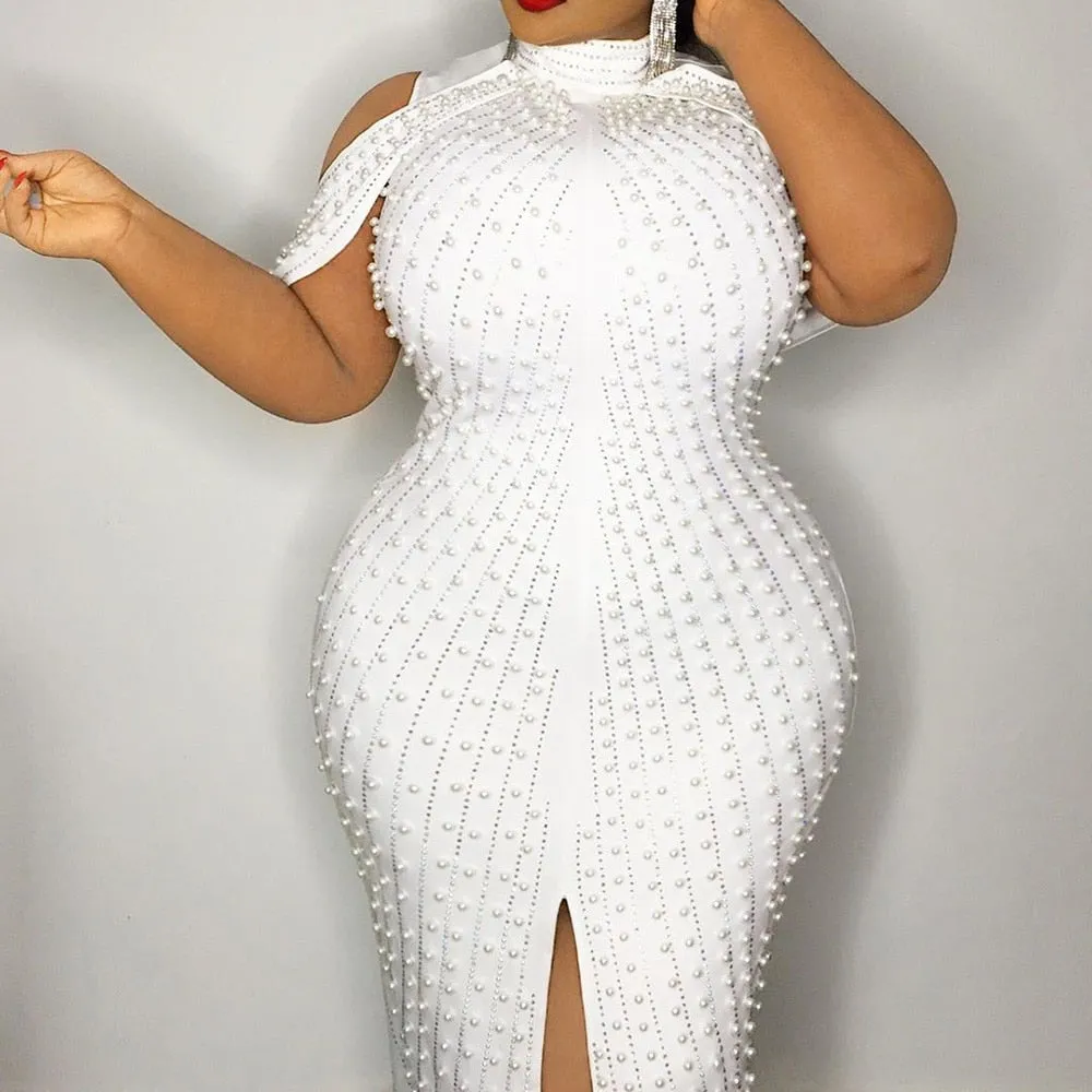 Plus Size Beaded Bodycon Dress
