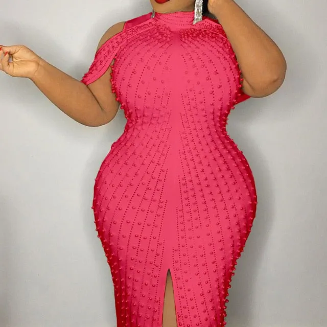 Plus Size Beaded Bodycon Dress