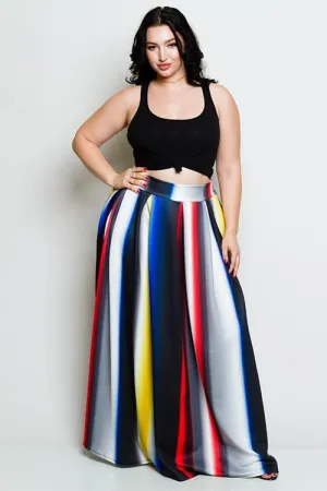 Plus Size Colorful Maxi Skirt